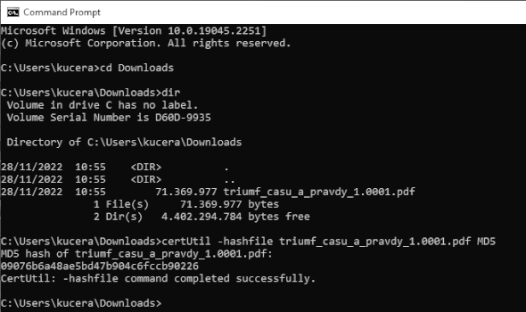 Ověření kontrolního součtu
