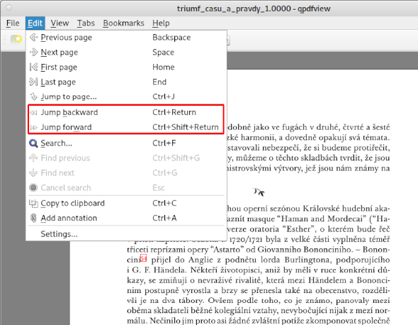 Předcházející/následující zobrazení