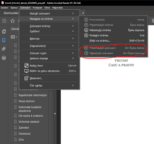Předcházející zobrazení